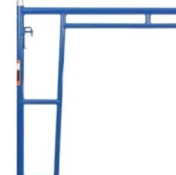 Blue metal scaffold frame.
