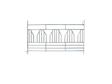 Simple line drawing of a fence with decorative patterns.