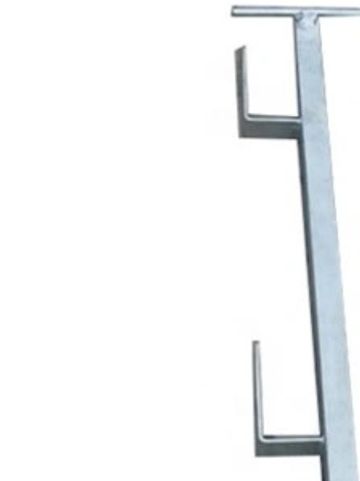 Metallic tool or part with hooks and a base plate.