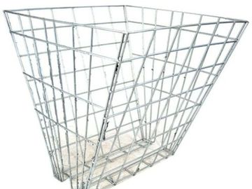 A metal wire basket frame.