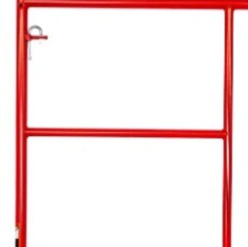 Red metal scaffold frame with locking pins.