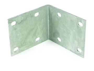 Metal corner bracket with holes.
