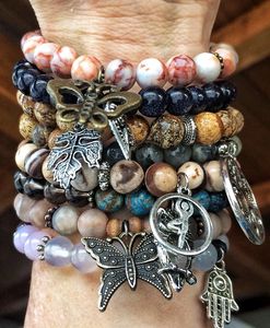 Beads + charms + natural stone = unique bracelet