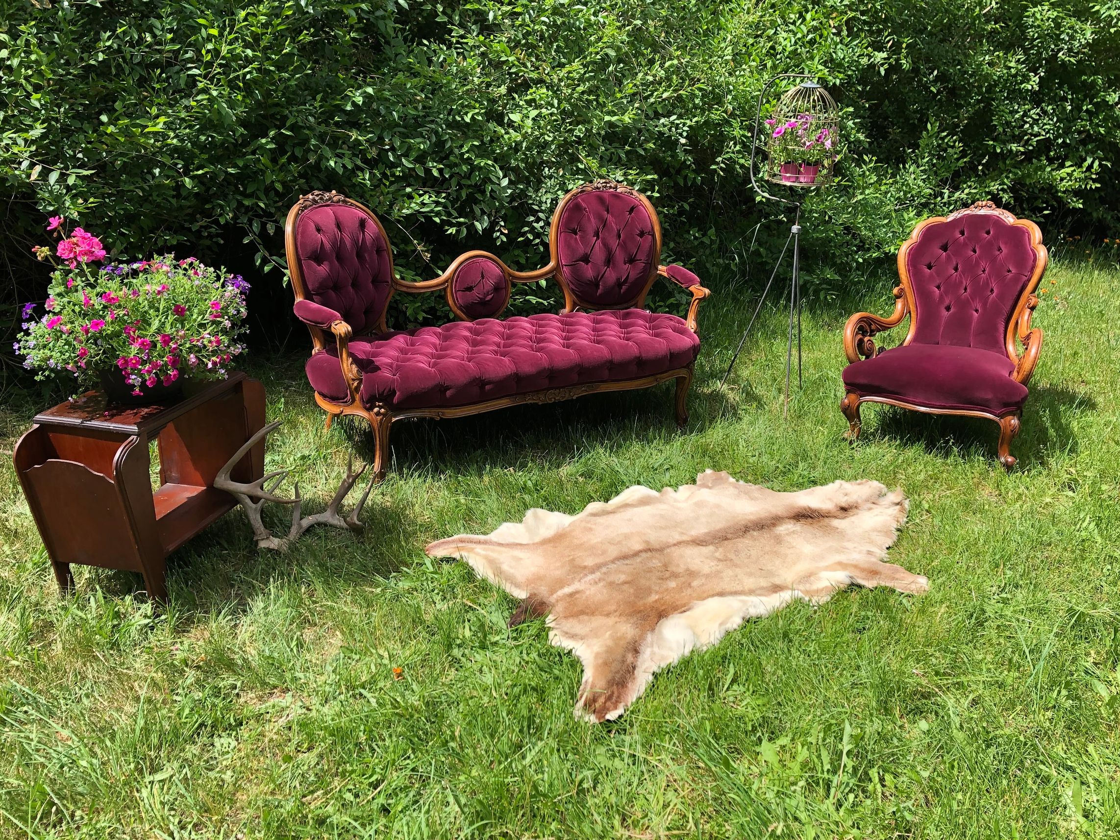 Rusticana Rentals - Billy (genuine goat hide and antique parlour set)