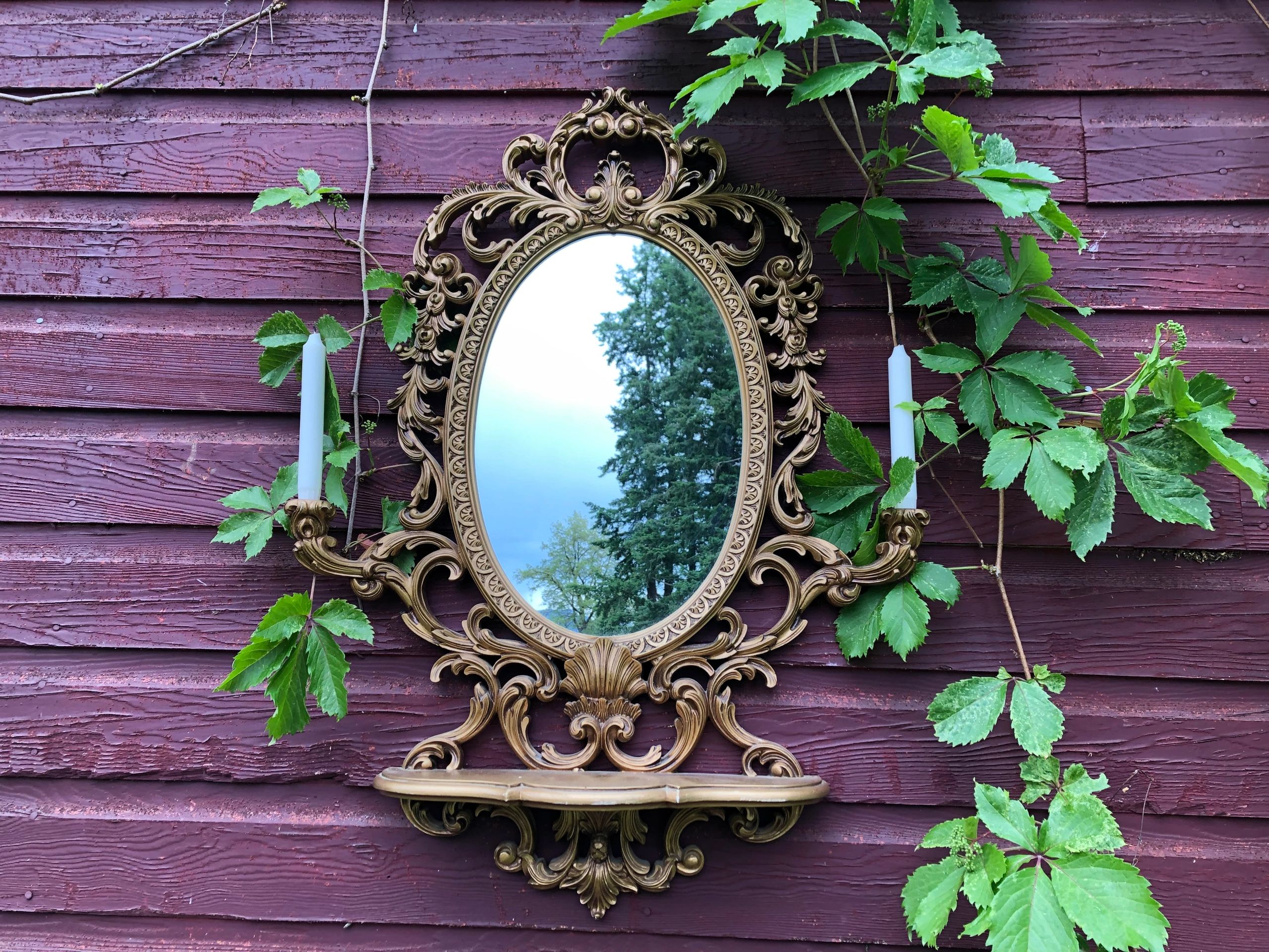 Rusticana Rentals - The Gold Collection (antique mirror with candle holders and ledge)  