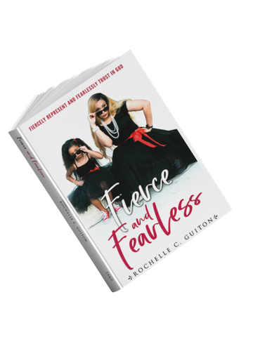 Book cover showing two confident females in black dresses with sunglasses, titled Fierce and Fearless.