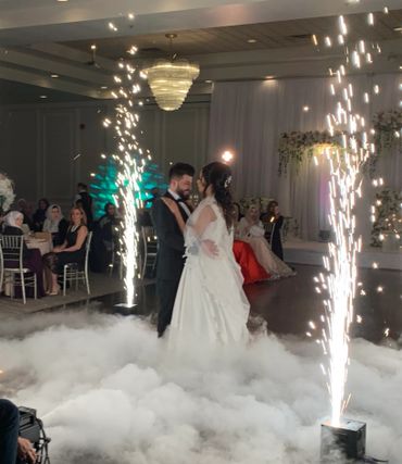 cold sparklers and dry ice smoke