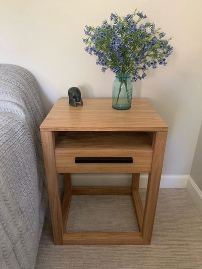 Custom nightstand in exotic canary wood