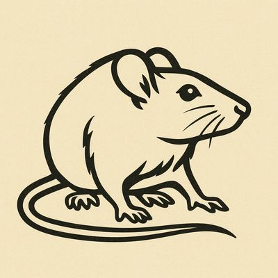 Line Drawing of Rat in light yellow Circle