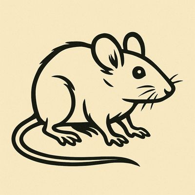 Line Drawing of Mouse in light yellow Circle