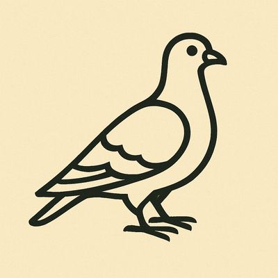 Line Drawing of Pigeon  in light yellow Circle