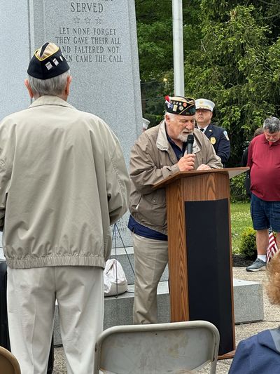 Tony speaking after being named East Haven Veteran of the Year for 2024