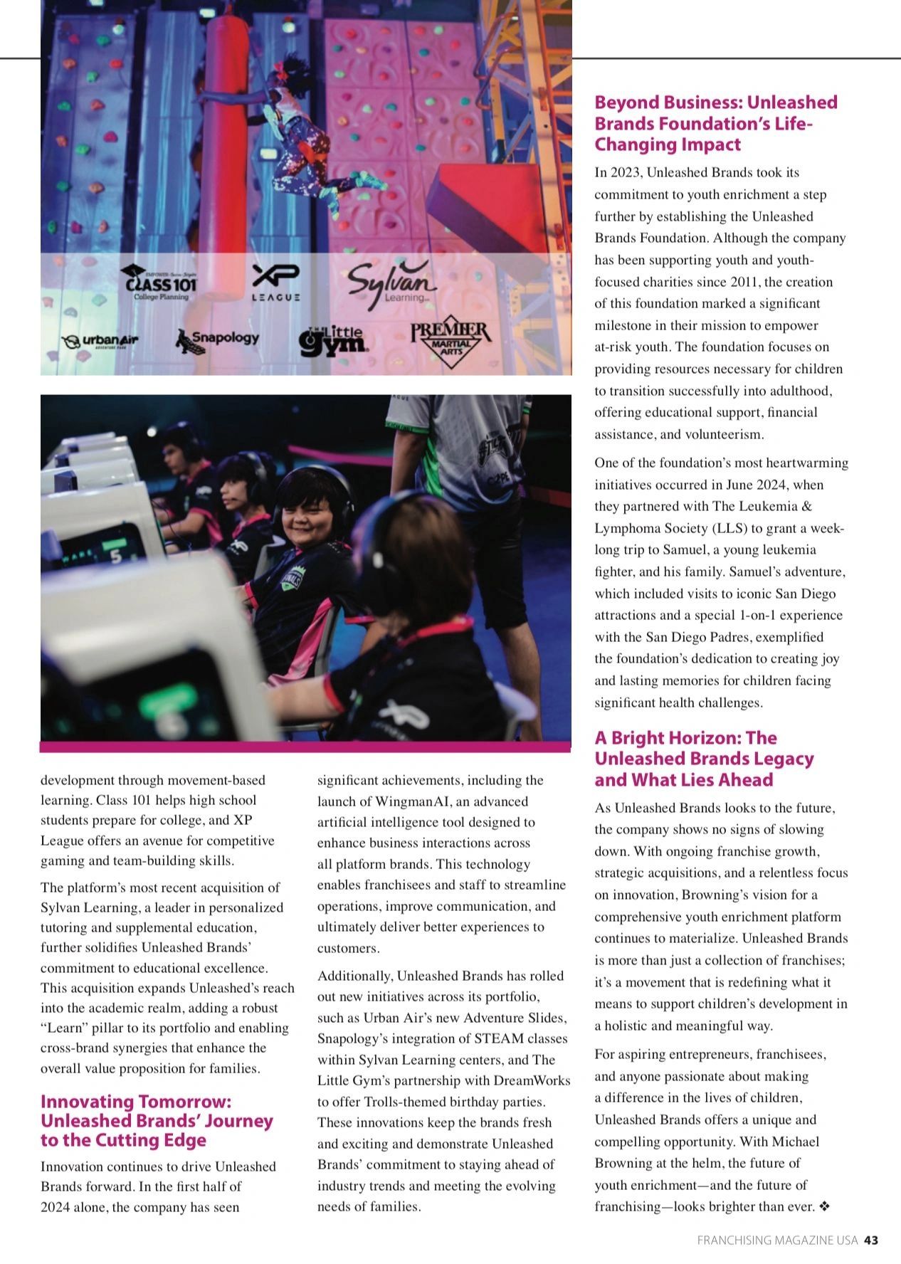 Franchising magazine USA page 2 on Michael Browning