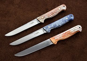 3 kitchen knives with giraffe bone handles by Robert Champion