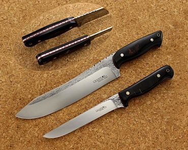  2 piece kitchen knife set with water buffalo handles by Robert Champion