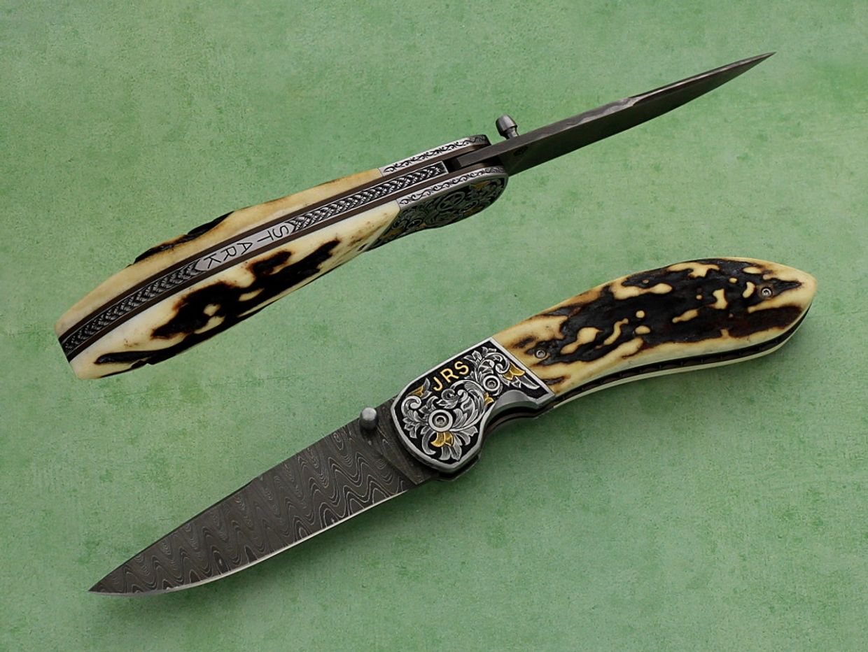 Mr Peanut folder knife with stag handle by Robert Champion