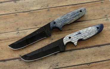 Modified Tanto knives with giraffe bone handles by Robert Champion