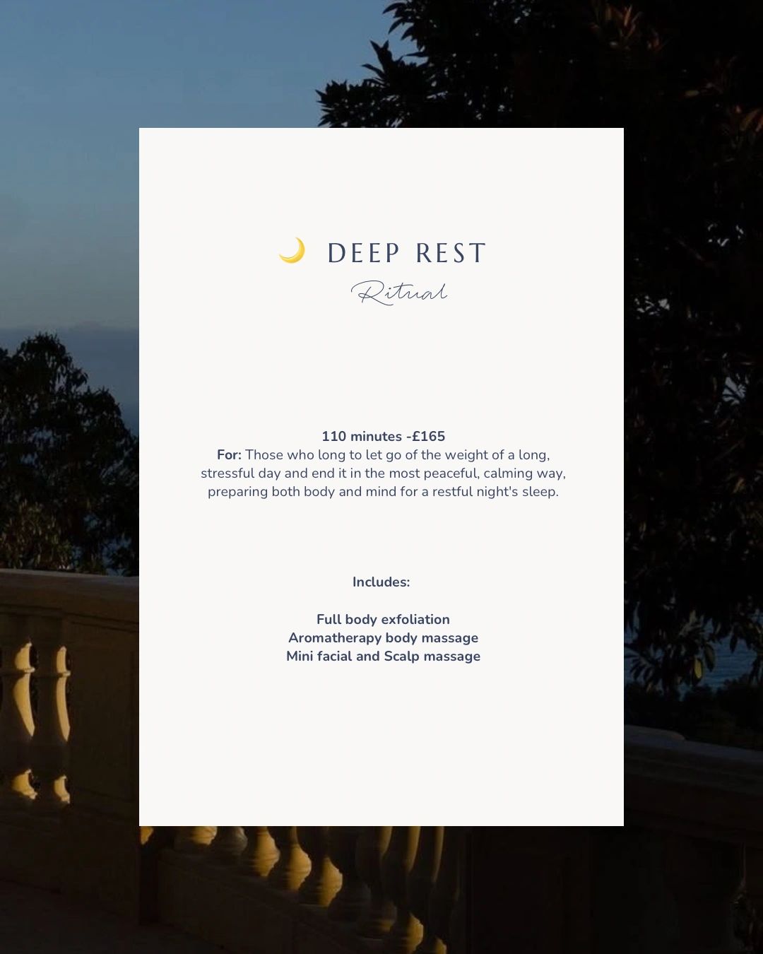 Deep Rest Ritual for relaxation and sleep preparation.