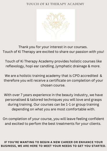 Please note you need to have experience in any beauty for lymphatic drainage.