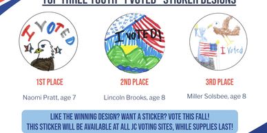 Photo of top three "I Voted" sticker designs