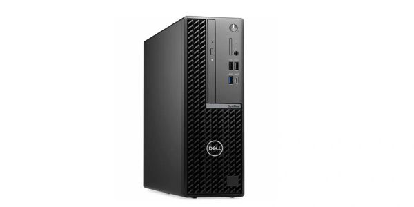 Black Dell OptiPlex desktop computer tower.