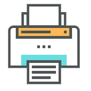 Icon of a printer printing a document.