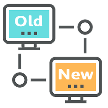 Diagram showing connection between old and new computers.