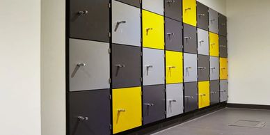 Changing room lockers re-surfaced with vinyl wrapping. Manchester area.