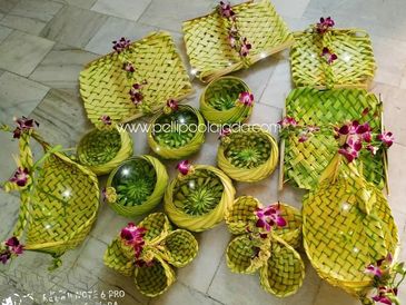 Coconut leaf trays done by Chennai branch Pelli poola jada