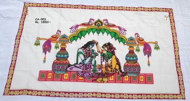 Pellipoolajada_Addutera_Mumbai: Cloth addutera with seetha rmula kalyanam painted