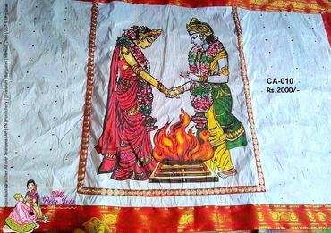 Pellipoolajada_Addutera_Vizag: Cloth addutera with Saptapadi painted