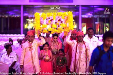 Pellipoolajada_Pandiri_Tirupati: Pelli pandiri made with marigold and lillies and mallepoovu