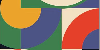 Colorful geometric design with text 'Young People in A.A.' and a theme of experience, strength, and hope.