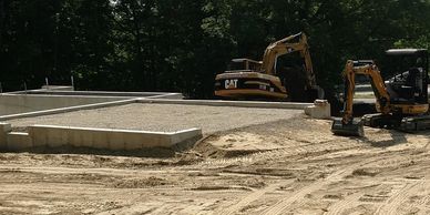 New construction house foundation backfilled in West Boylston