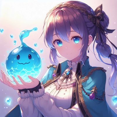 Kara holding Luke the baby slime. 