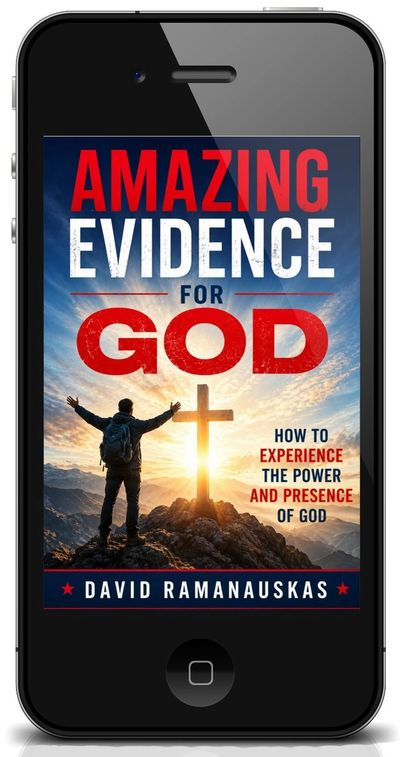 Smartphone displaying eBook, Amazing Evidence for God:  How to experience the power and presence of 