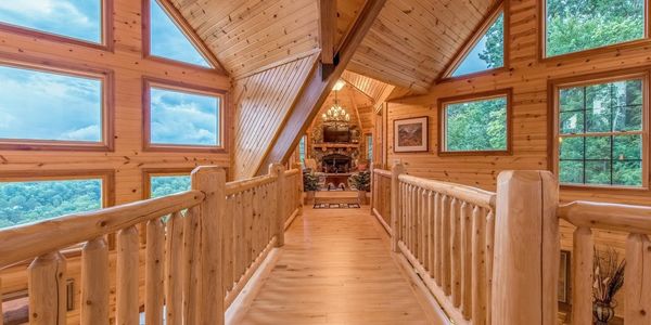 Custom built log timber home Asheville