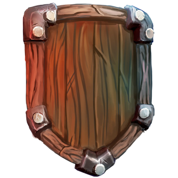 AN illustration of a wooden shield.