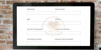 A computer screen displaying a financial expense form with various categories.