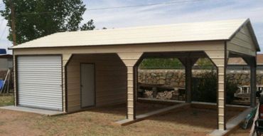 Custom metal carport with enclosed storage