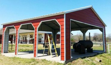 Open air metal shade structure.