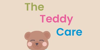 Logo for The Teddy Care with a cute teddy bear illustration.