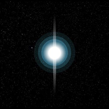 a vector graphic of a single shining light in space