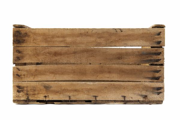 Rustic wooden crate with visible nails and aged texture.