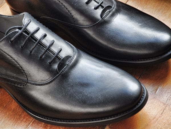 a pair of clean leather shoes.