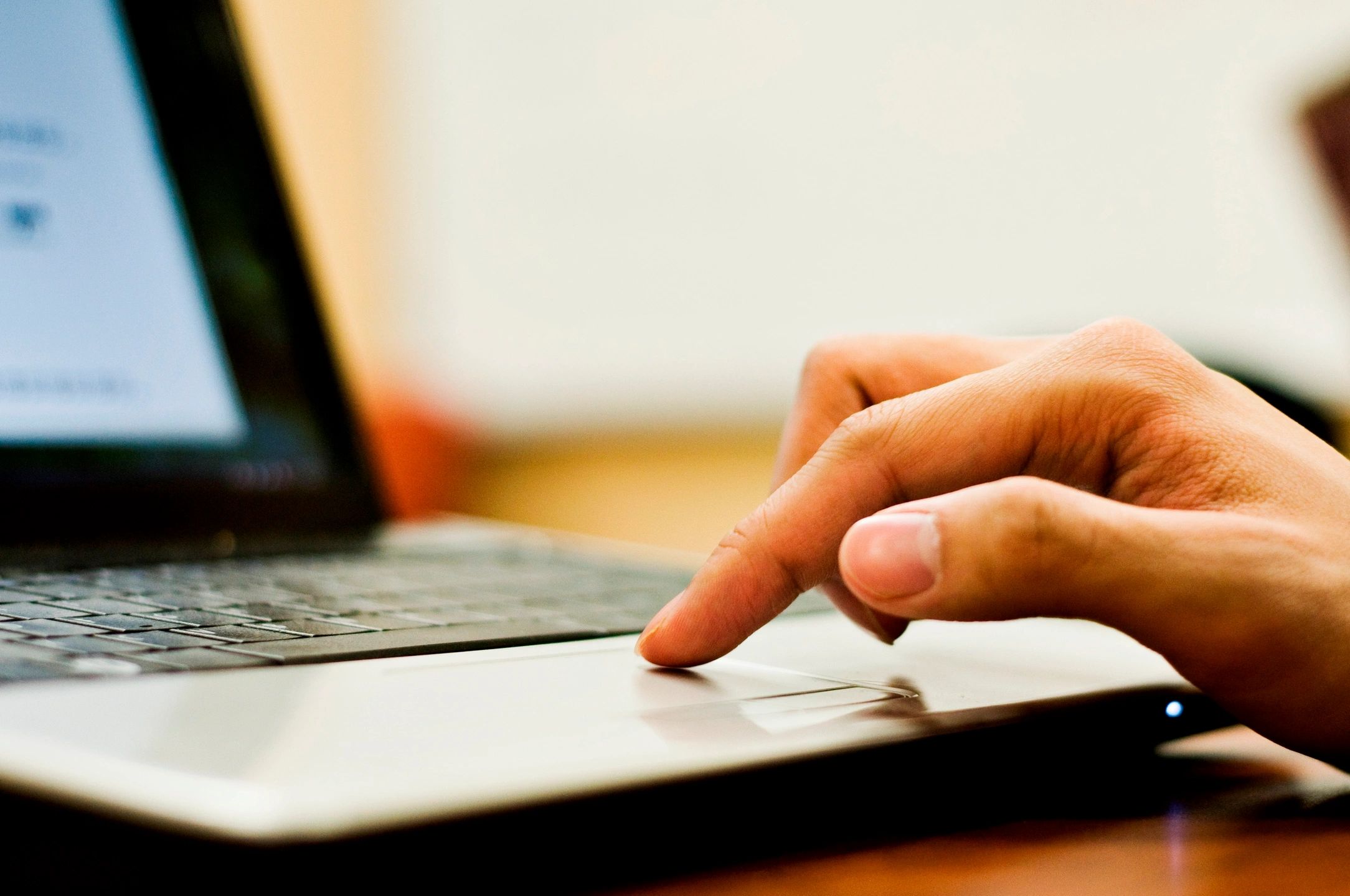Online education, computer, finger, hand