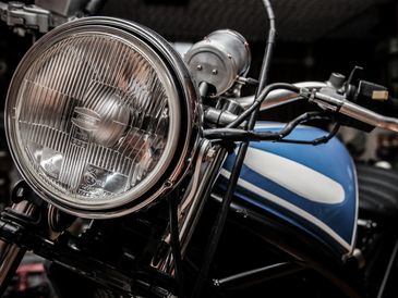 The front light of a motorbike
