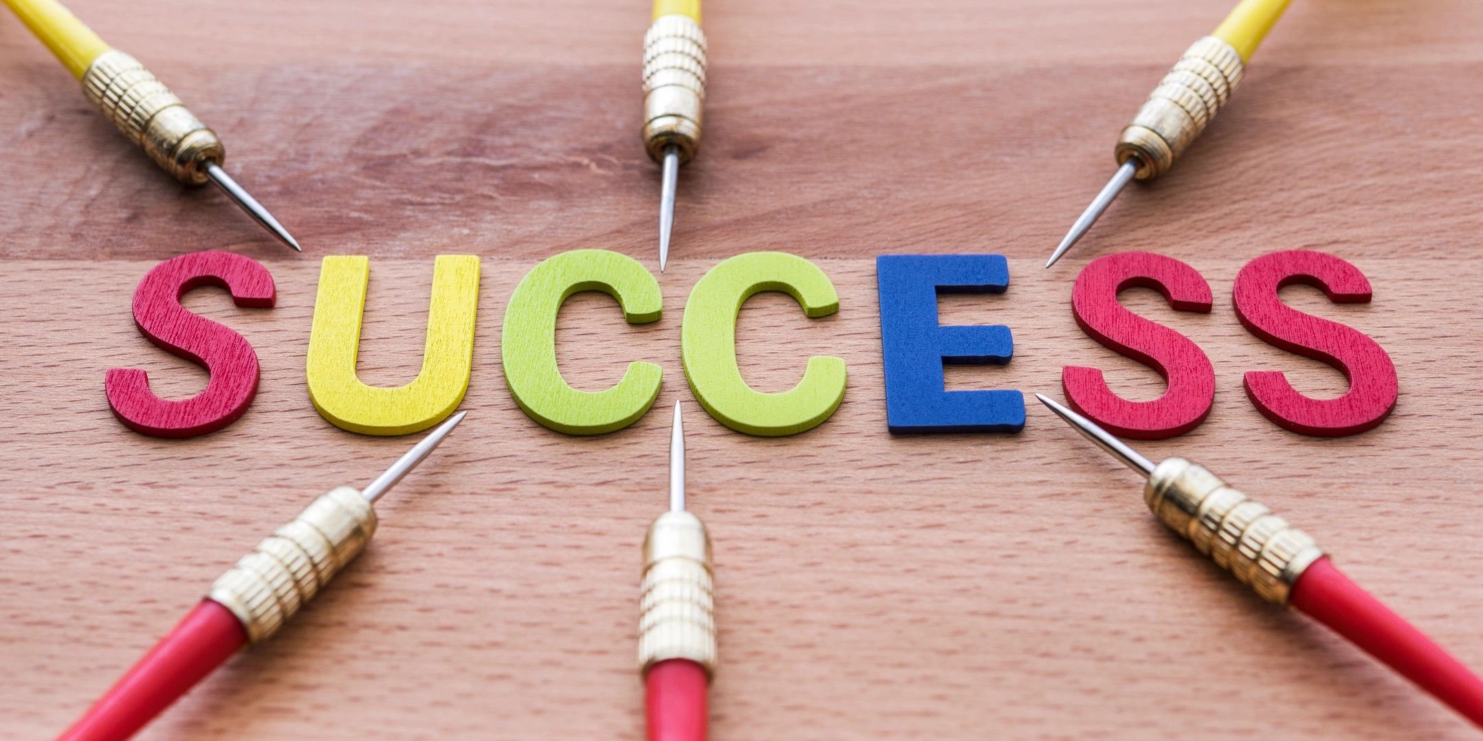 Image of the word success written in colorful letters