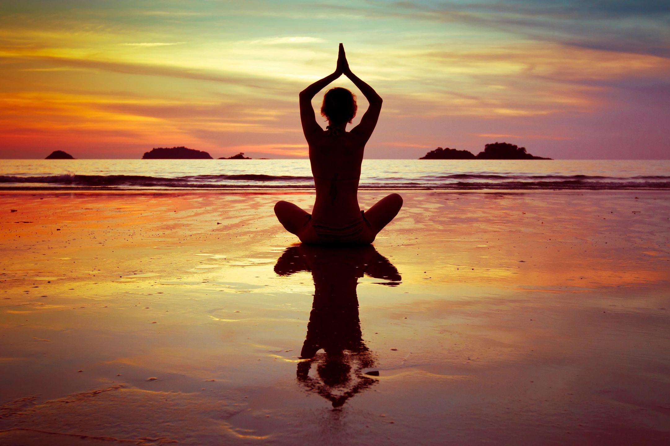 Yoga pose in sunset