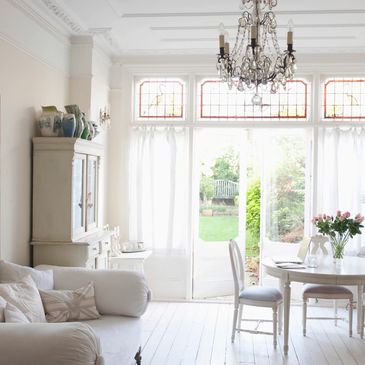 Crisp bright white living room